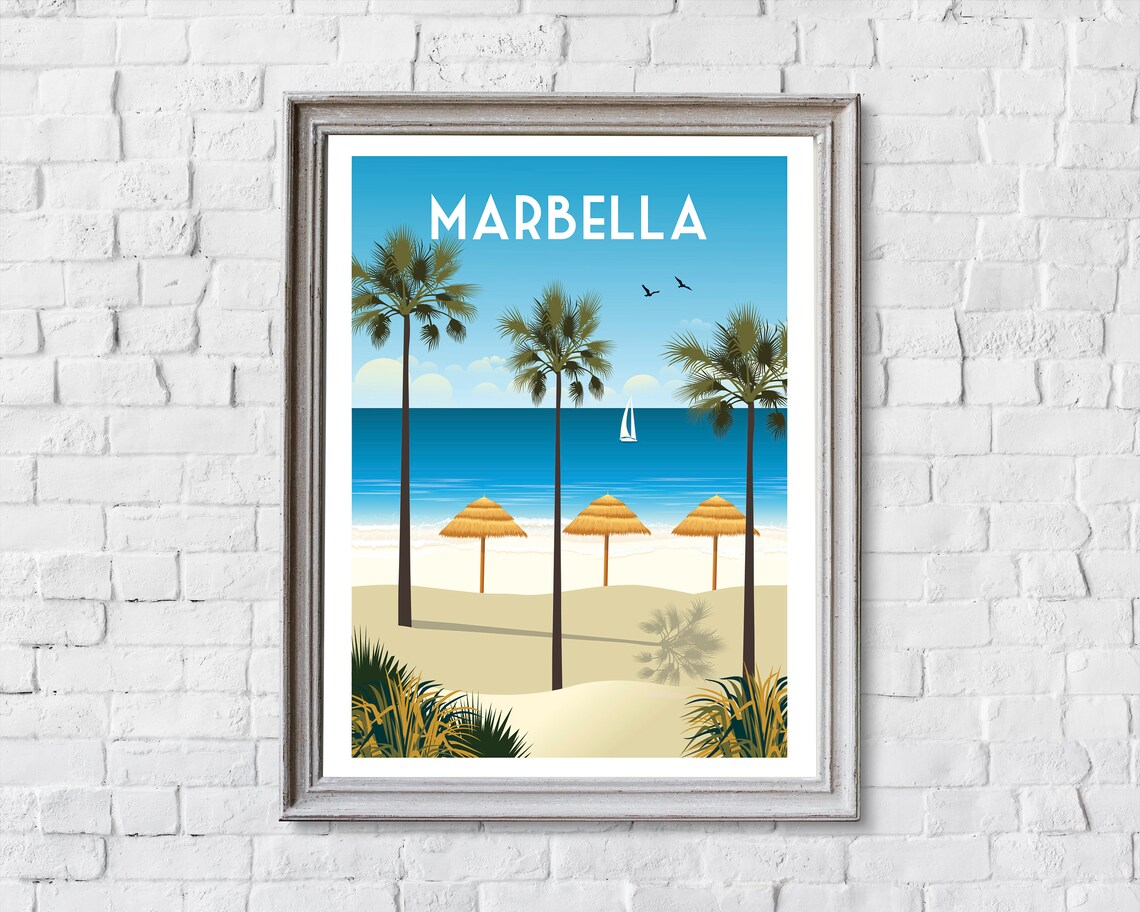 Marbella Retro Travel Poster, Spain Wall Art Print - Image 2