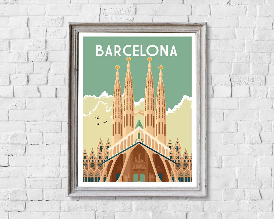 Barcelona Retro Travel Poster, City Art Print - Image 2