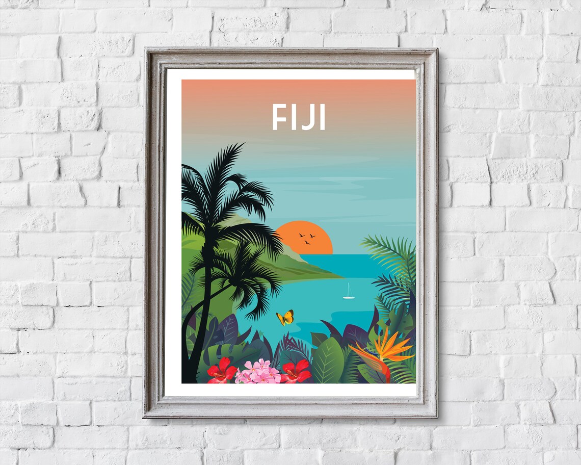 Fiji Retro Travel Poster, Island Destination Art Print - Image 2
