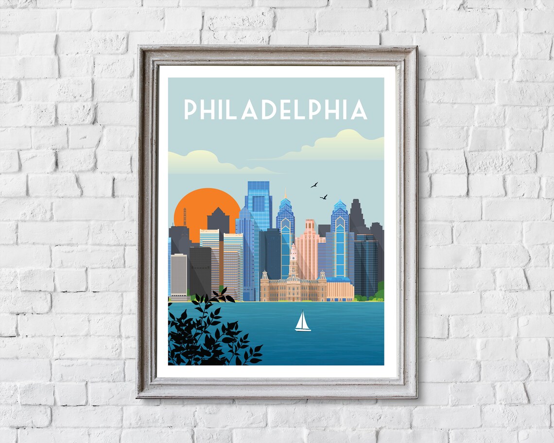 Philadelphia Retro Travel Poster, Pennsylvania Print - Image 2