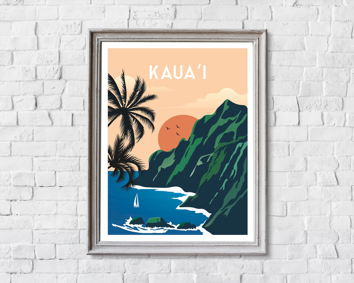 Kauai Retro Hawaii Travel Poster, Island Art Print - Image 2