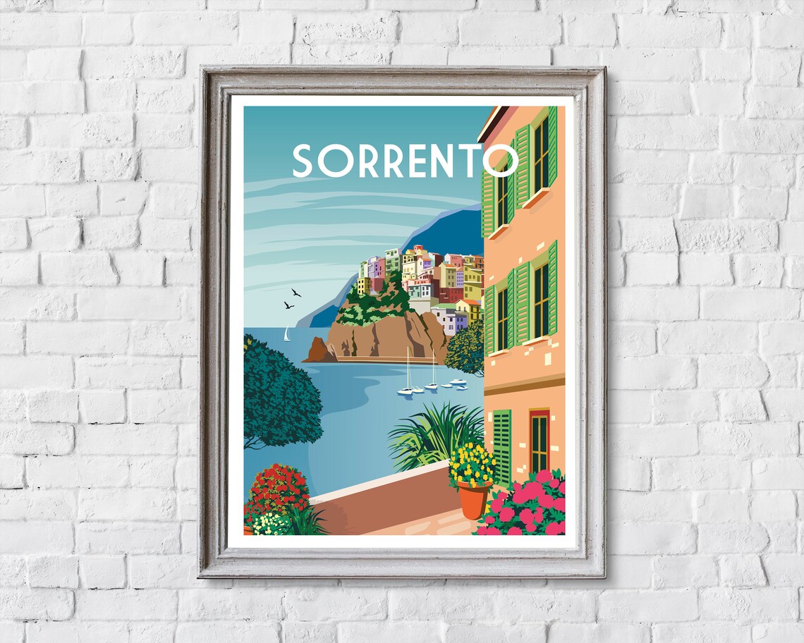 Sorrento Amalfi Coast Italy Retro Travel Poster - Image 2