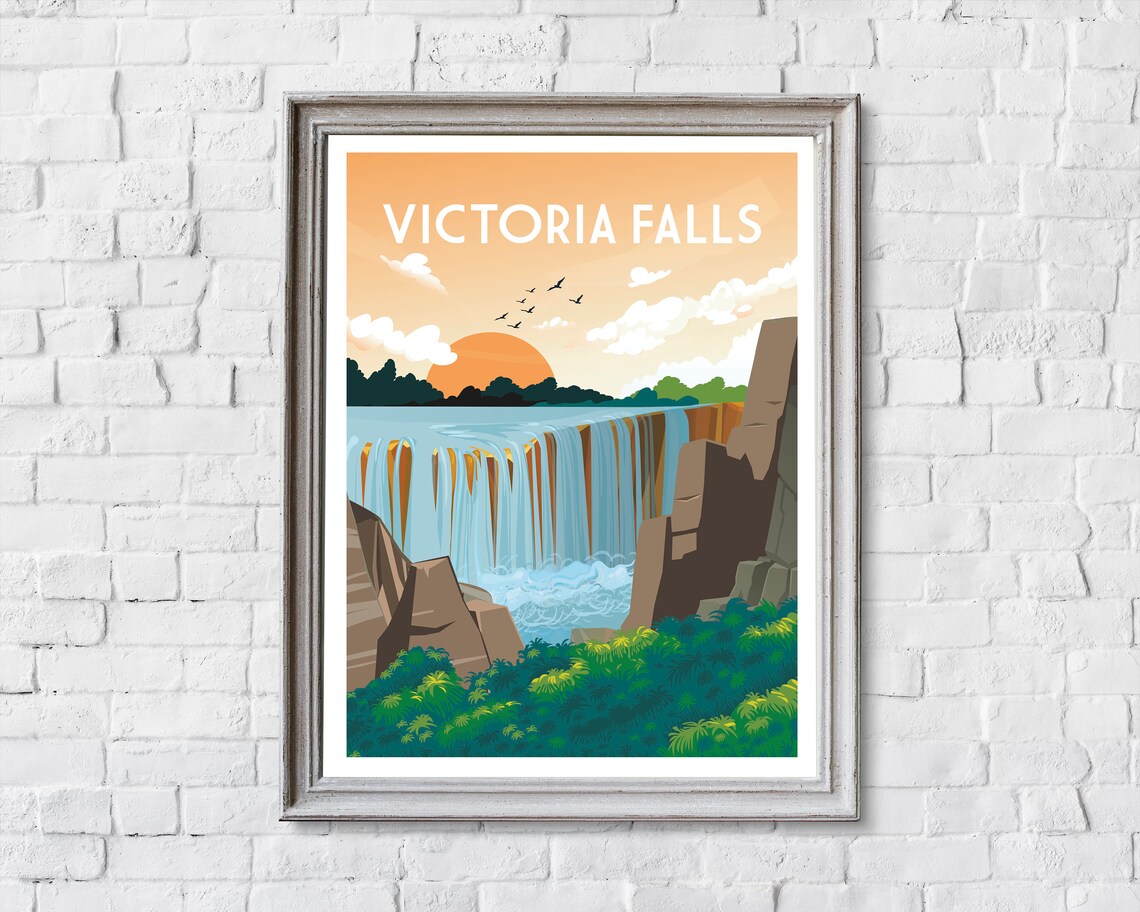 Victoria Falls, Zimbabwe Travel Poster Art Print - Image 2