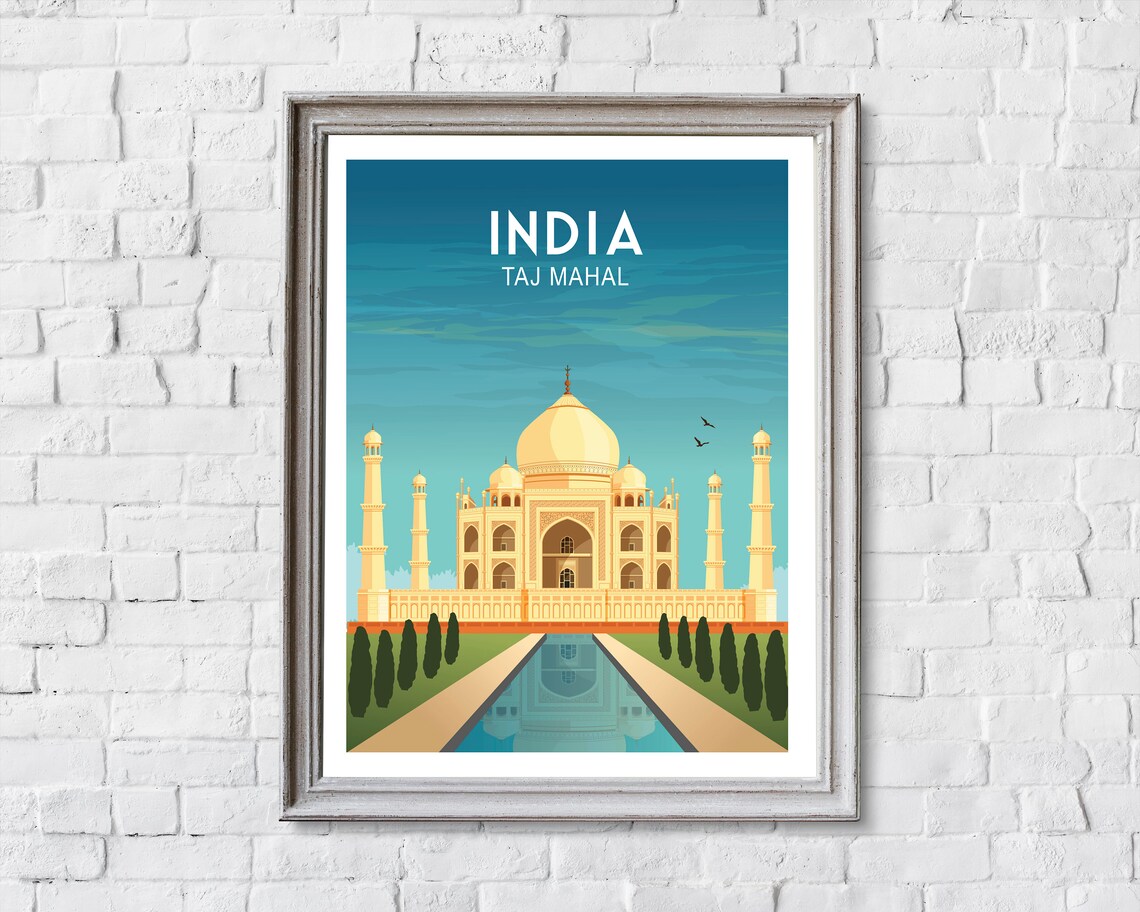 Taj Mahal India Retro Travel Poster, Wall Art - Image 2