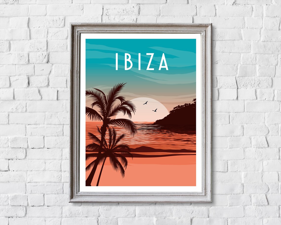 Ibiza Travel Poster, Retro Beach Sunset Print - Image 2