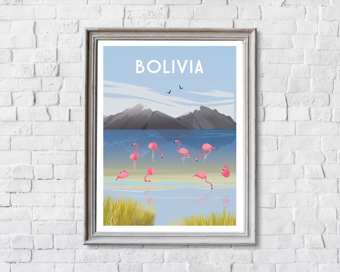 Retro Bolivia Travel Poster, Bolivia Travel Print - Image 2