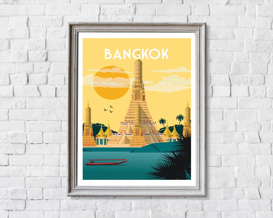 Bangkok Thailand Retro Travel Poster, Travel Print - Image 2