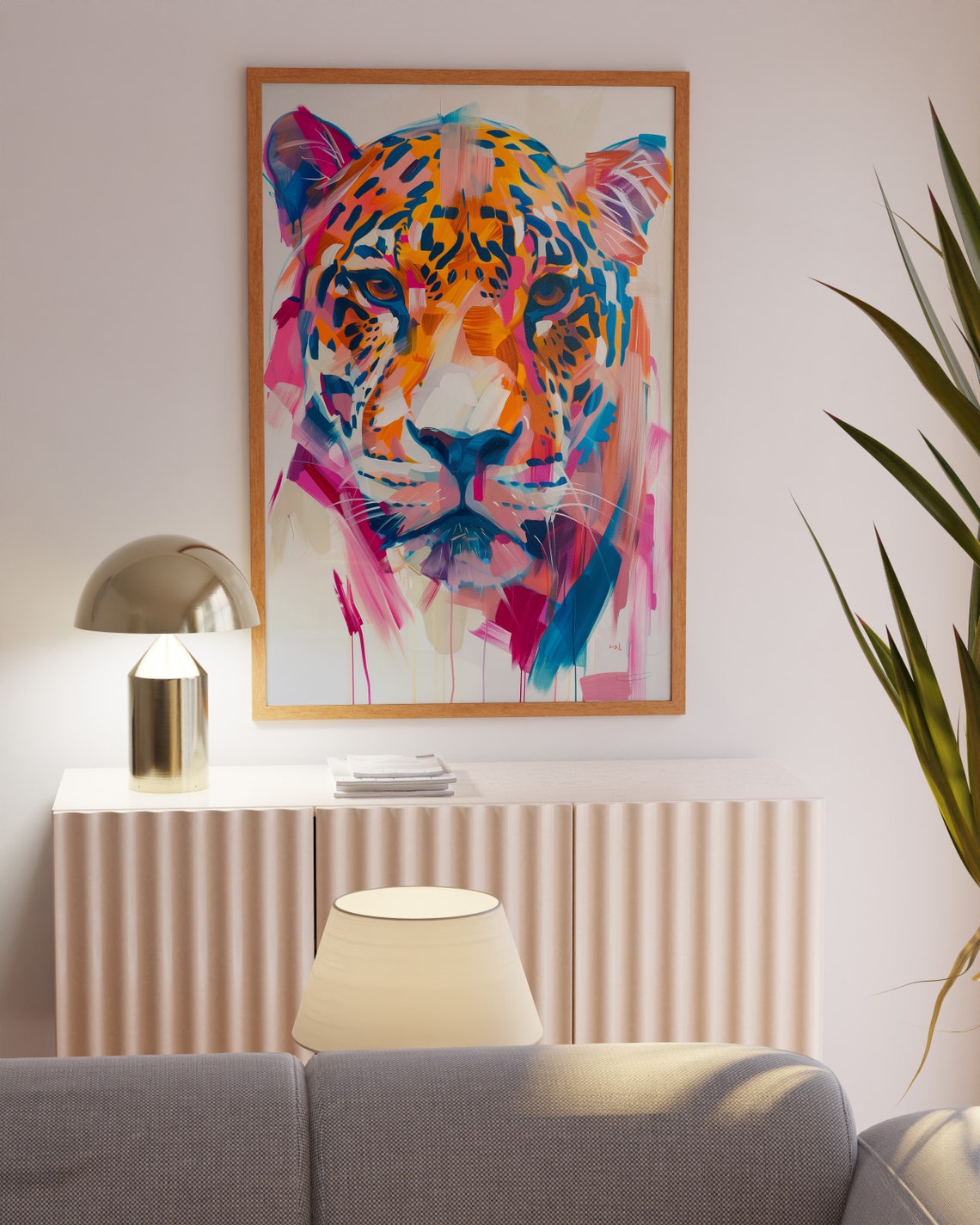 Colorful Leopard Face Close Up Bold Expressive Brushwork Poster - Image 4