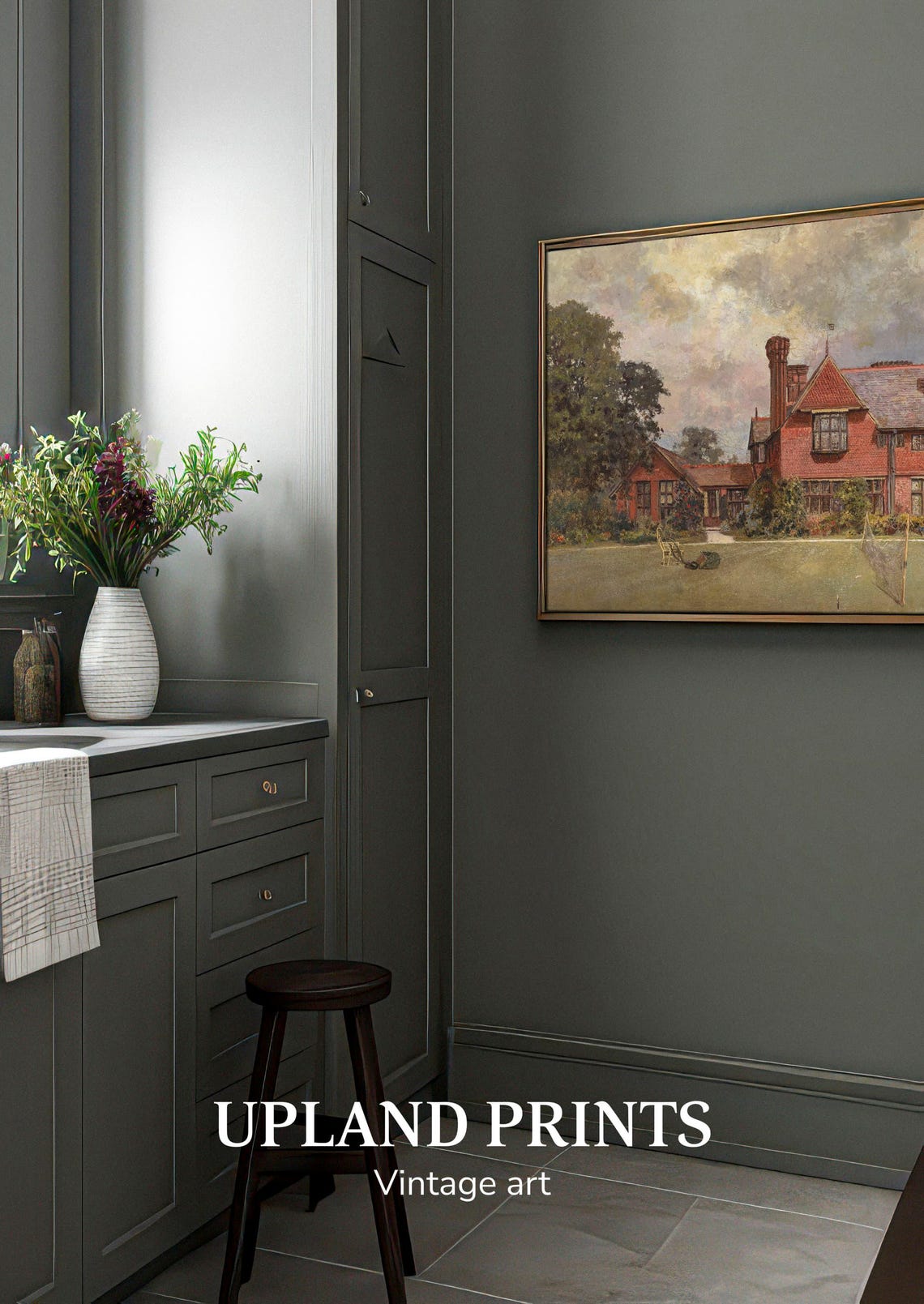 Vintage English Country House Painting English Garden Wall Art British Gift British Art Print Victorian Wall Decor England Painting 007 - Image 3