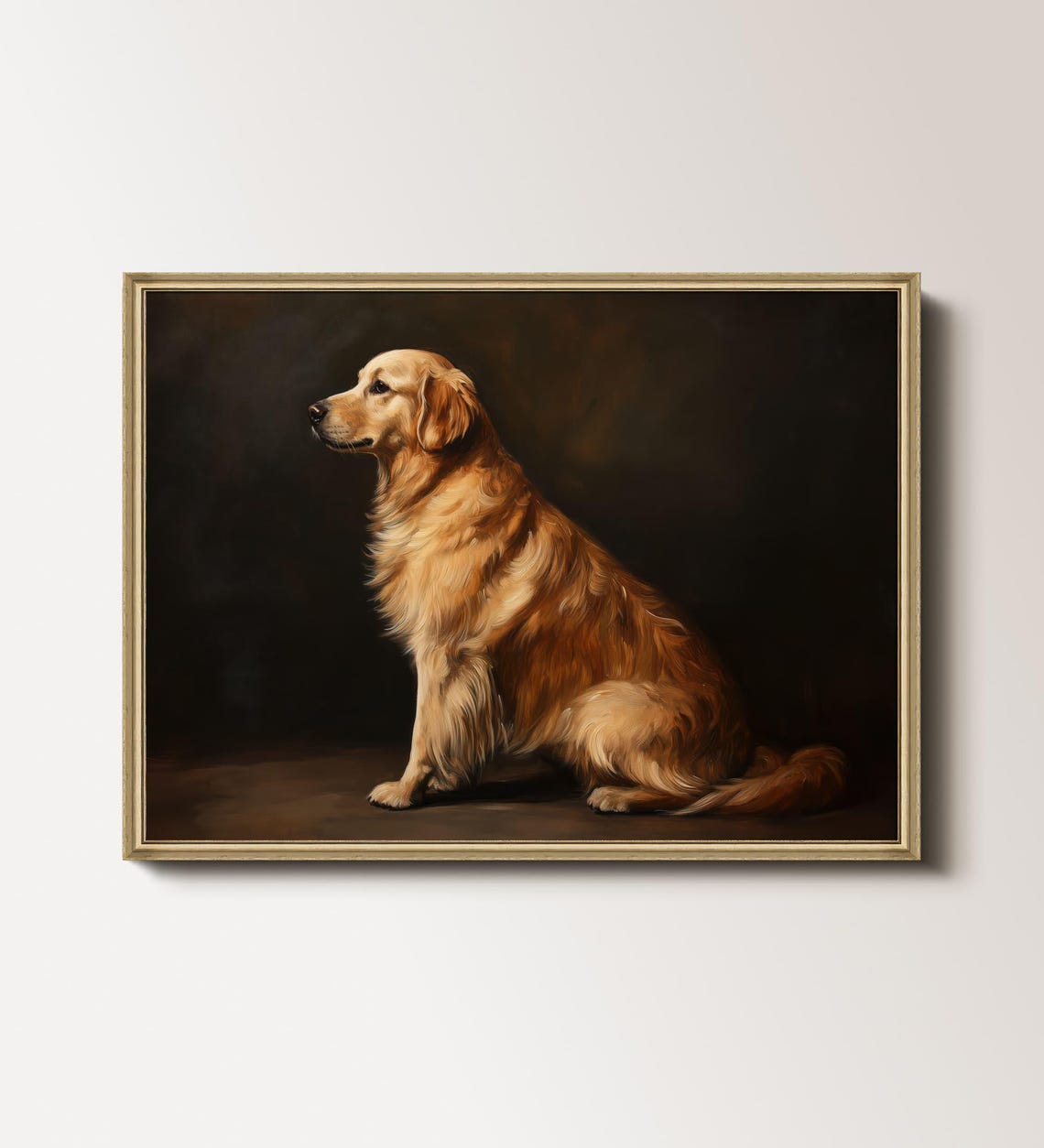 Moody Golden Retriever Dog Art Print Vintage Dog Art Dog Oil Painting Golden Retriever Painting Dog Wall Decor 012
