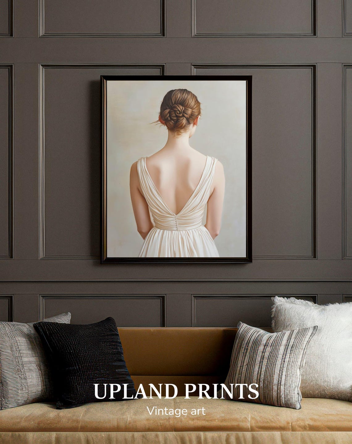 Minimalist Woman Print Neutral Portrait Painting Woman From Behind Neutral Bedroom Art Female Portrait Print Minimalist 162 - Image 2