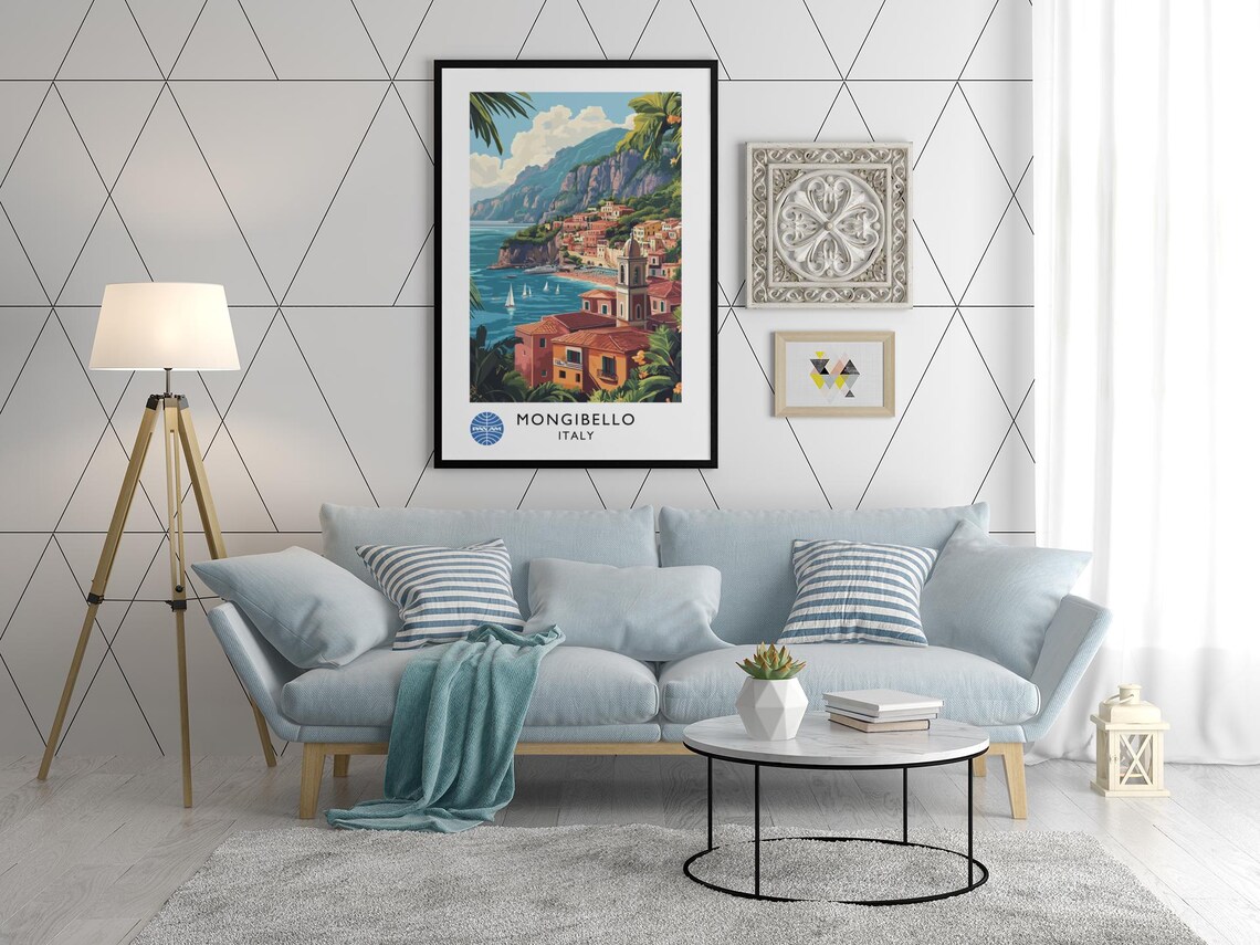 Mongibello Italy Coastal Town Harbor Sailboats Vintage Travel Poster - Image 3