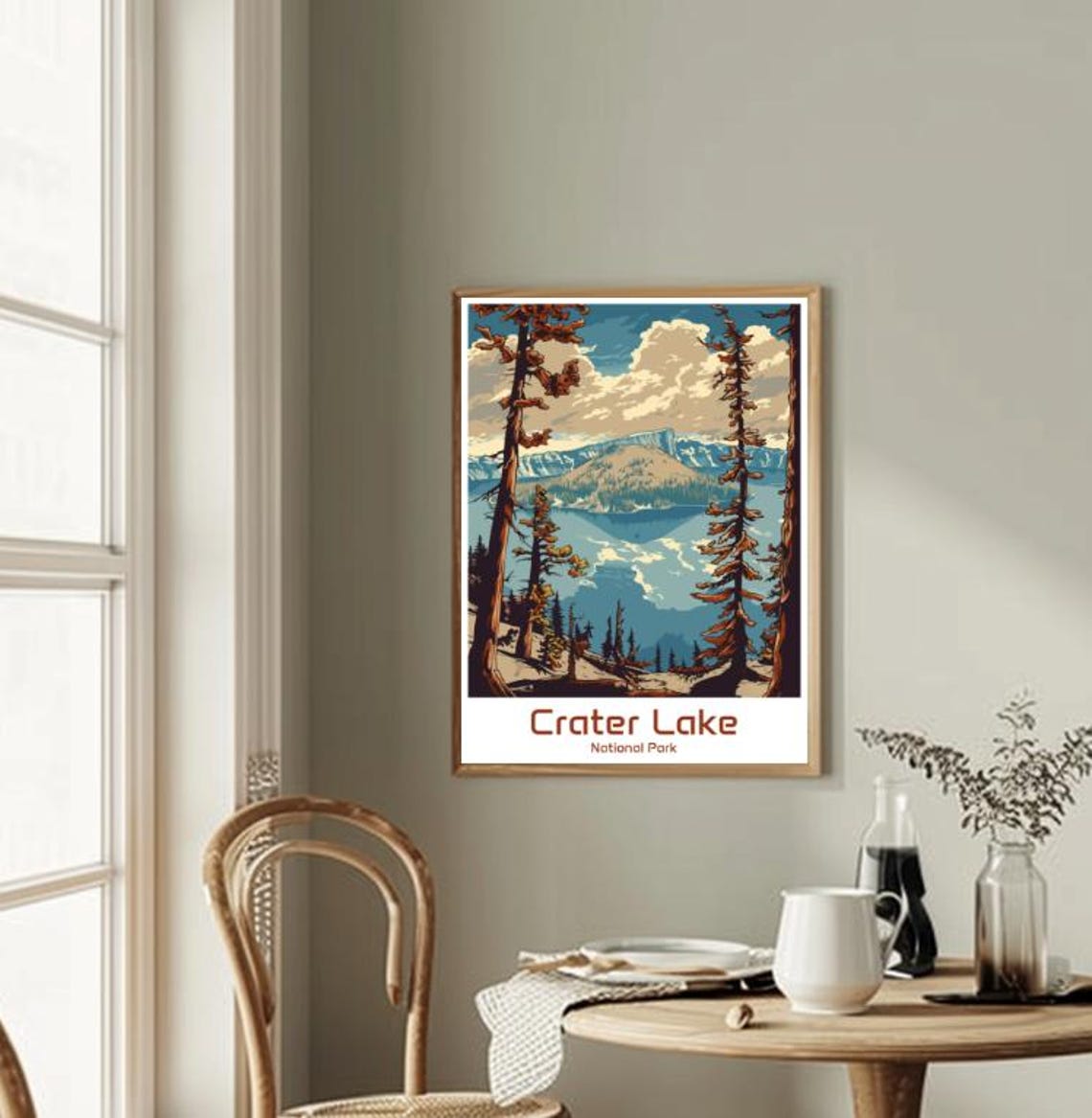 Crater Lake National Park Deep Blue Caldera Pines Vintage Poster - Image 2
