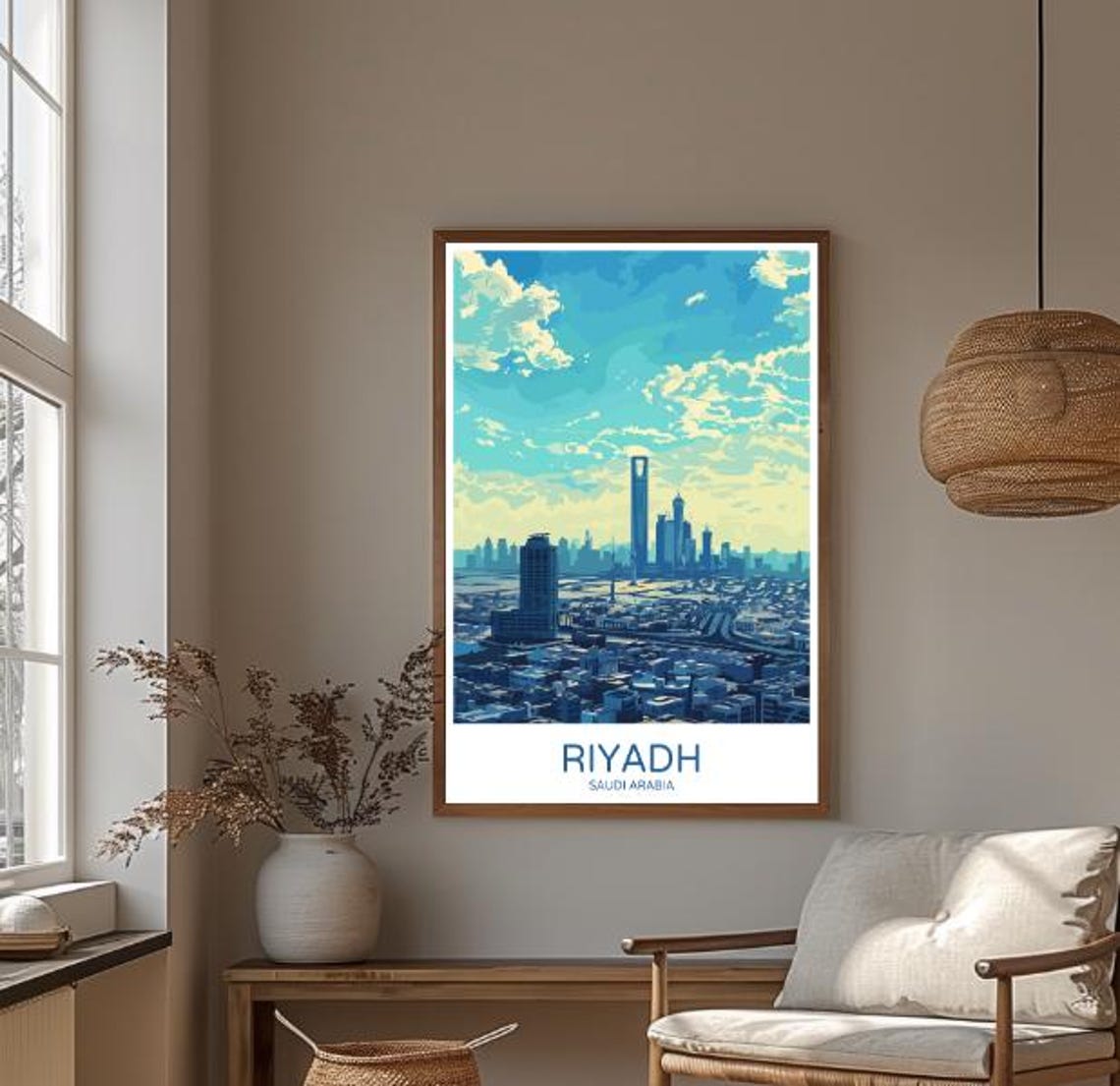 Riyadh Saudi Arabia Modern Skyline Vintage Travel Art Poster - Image 3