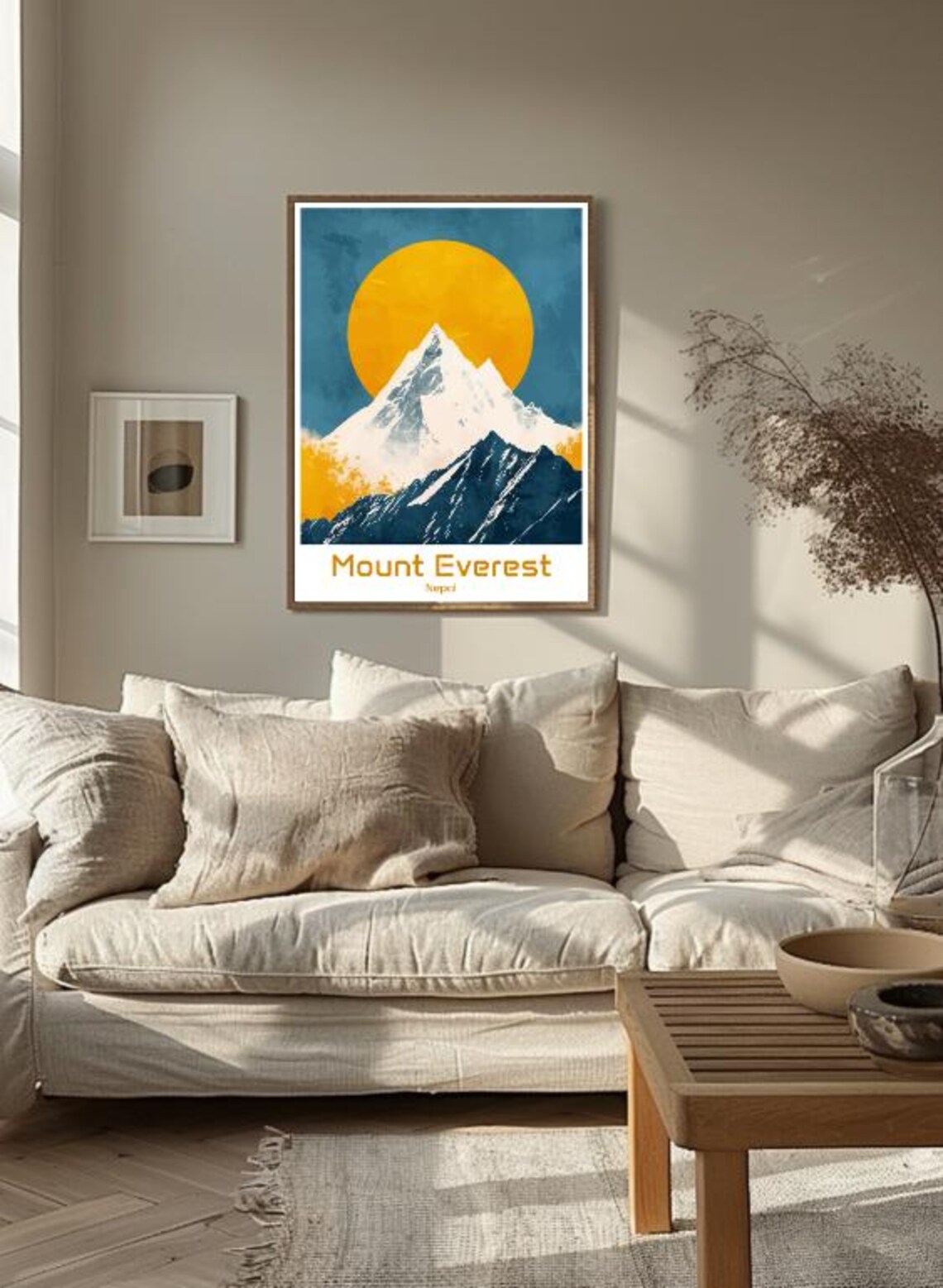 Mount Everest Nepal Snow Summit Golden Sun Vintage Travel Poster - Image 3