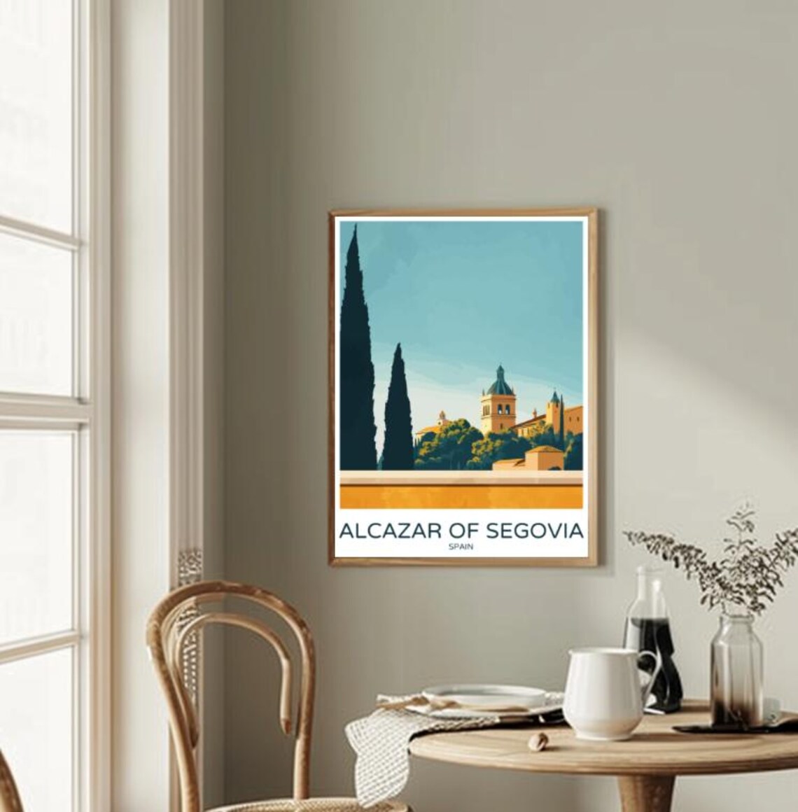 Alcazar Of Segovia Spain Cypress Trees Castle View Warm Vintage Poster - Image 2