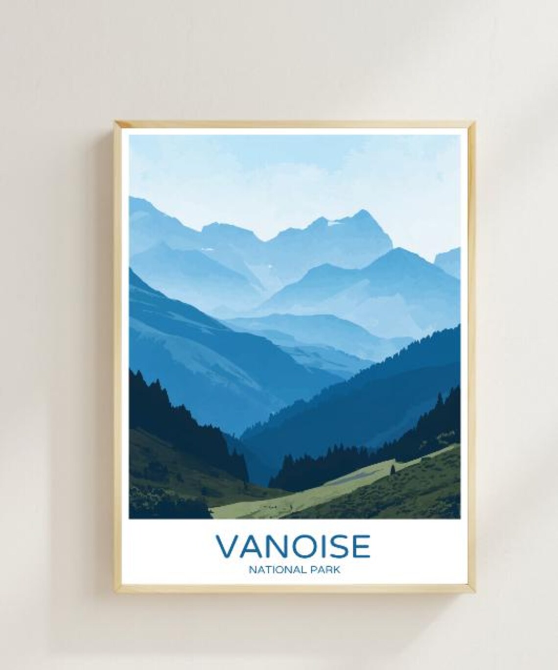 Vanoise National Park Blue Alpine Mountain Landscape Travel Poster