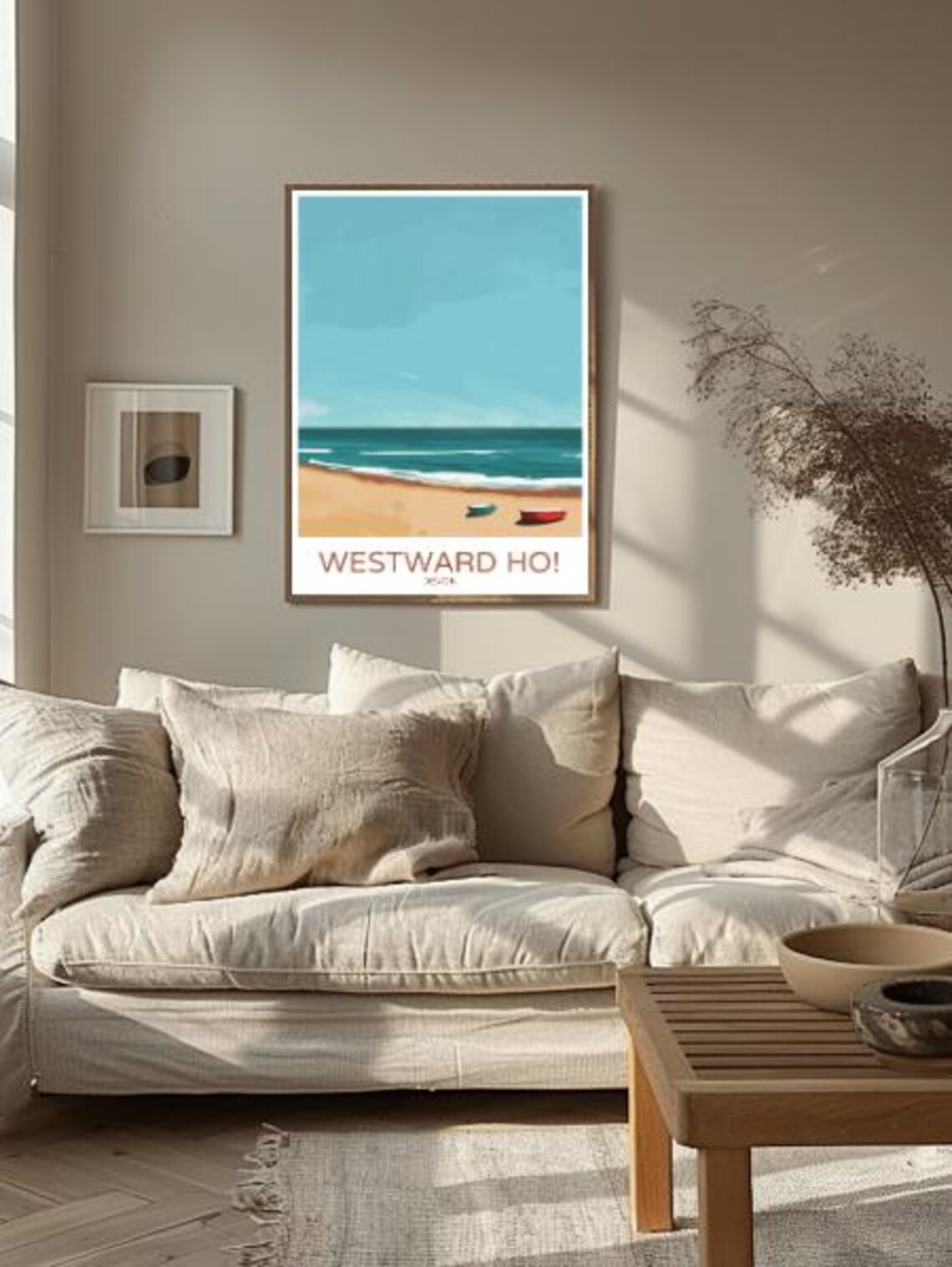 Westward Ho Devon Sandy Beach With Colorful Boats Travel Poster - Image 2