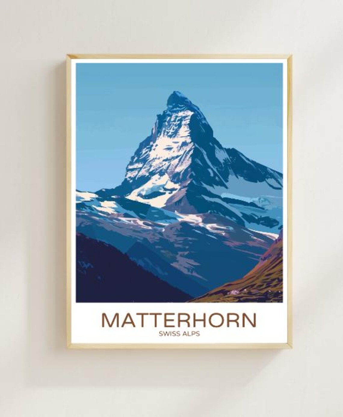 Matterhorn Swiss Alps Iconic Peak Snow Mountain Travel Poster
