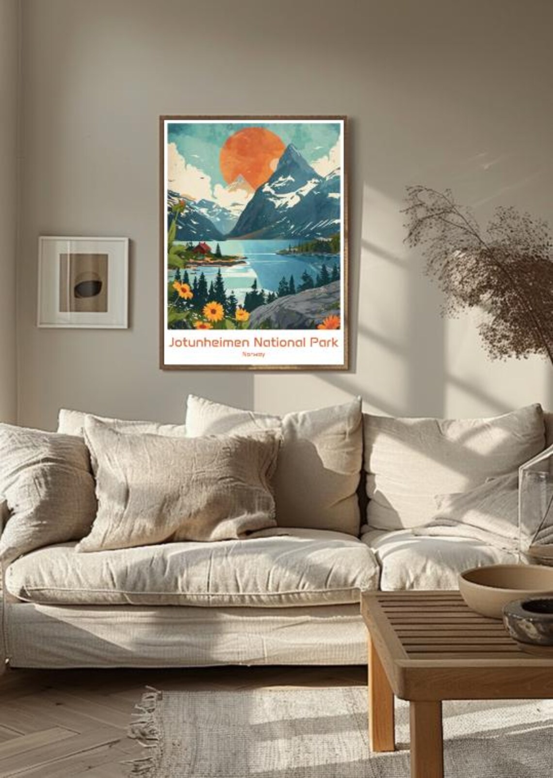 Jotunheimen National Park Norway Mountain Lake Illustration Poster - Image 3