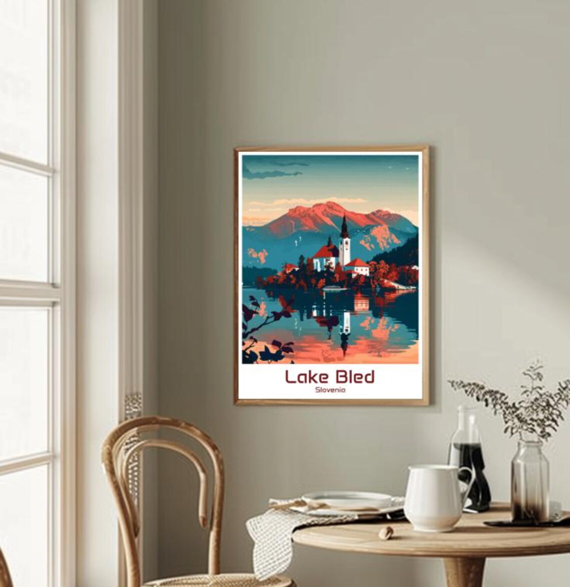 Lake Bled Slovenia Island Church Sunset Reflection Travel Poster - Image 2