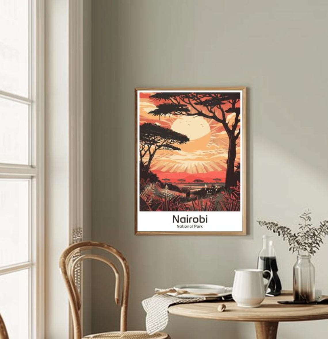 Nairobi National Park Travel Poster Kenyan Wildlife Wall Art Safari Landscape Print Nature Decor Adventure Gift Travel Art - Image 2