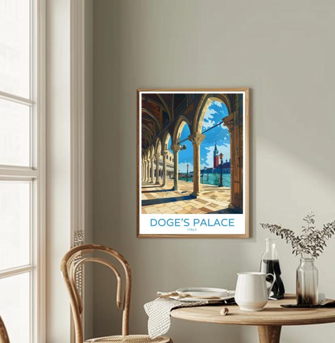 Doge's Palace Venice Italy Travel Poster Waterfront Arcade View Art - Image 2
