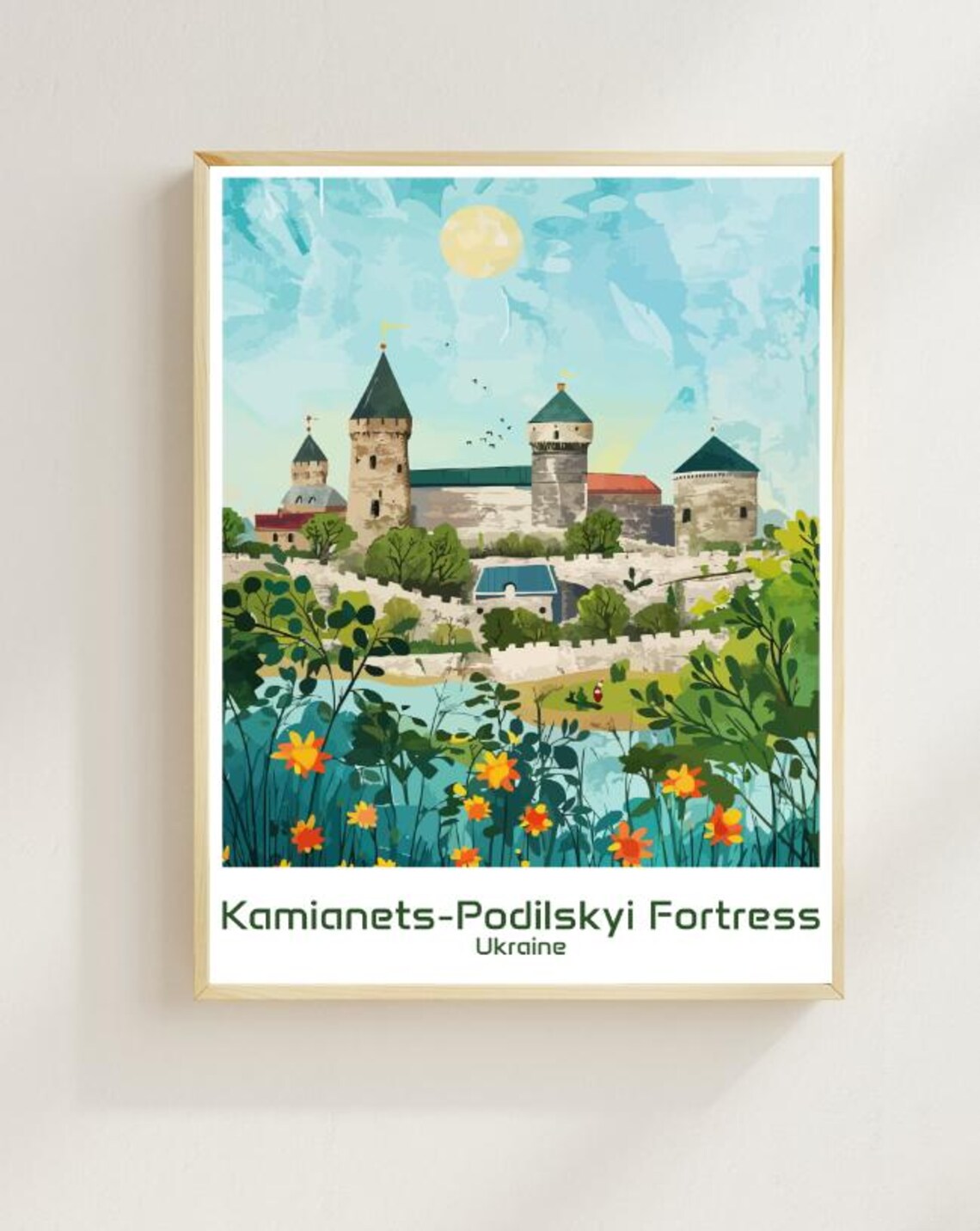 Kamianets Podilskyi Fortress Ukraine Castle Illustration Poster
