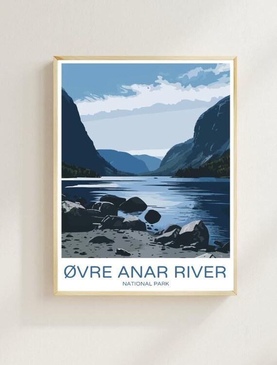 Øvre Anar River National Park Arctic Lake Scenic Travel Poster