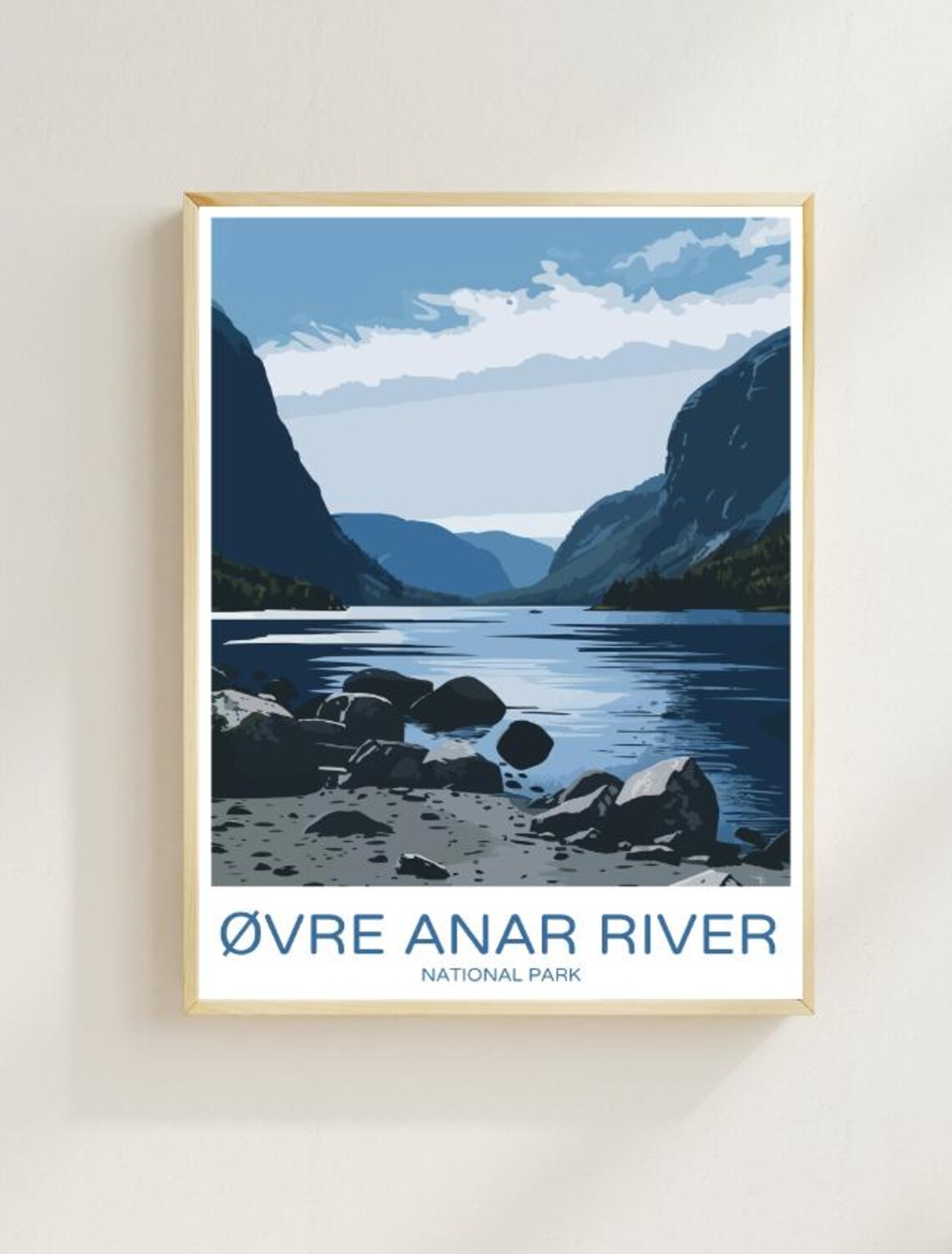 Øvre Anar River National Park Arctic Lake Scenic Travel Poster