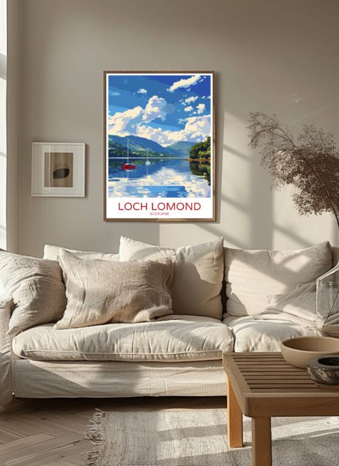 Loch Lomond Scotland Sailboats Mirror Lake Blue Sky Travel Poster - Image 3