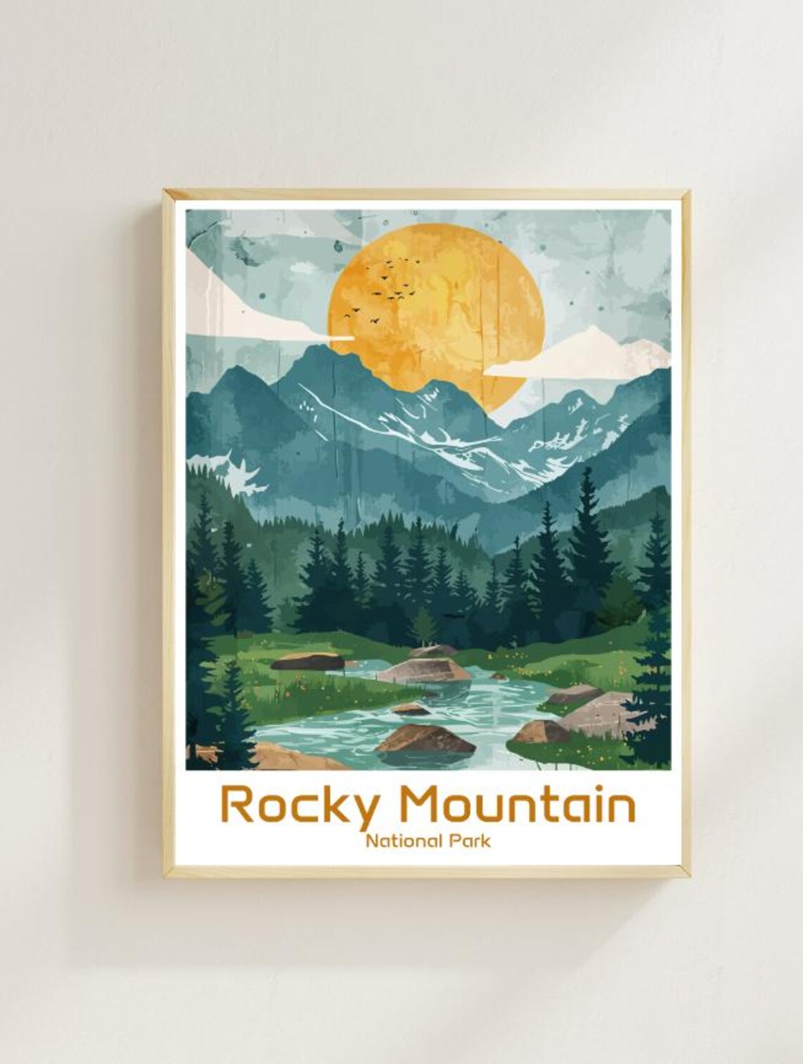 Rocky Mountain National Park Alpine Peaks Stream Travel Poster