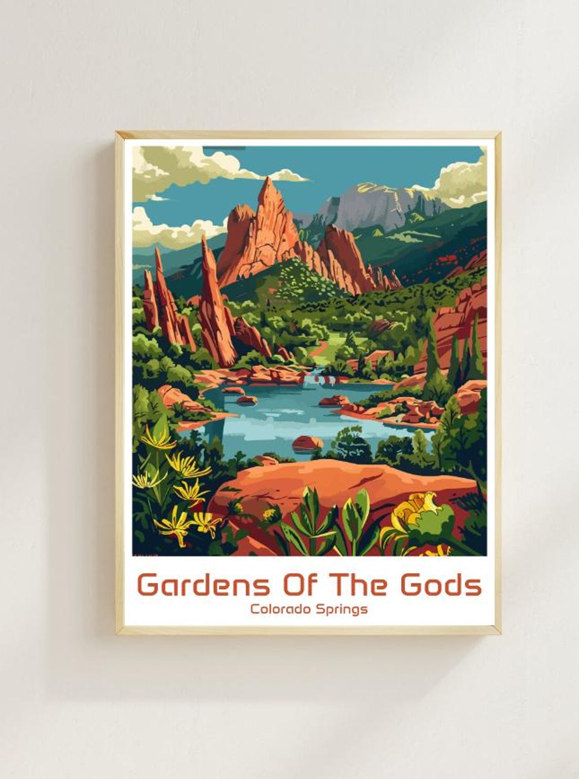 Gardens Of The Gods Travel Postercolorado Nature Wall Art Red Rock Landscape Print Hiking Adventure Decor Mountain Scenery Usa Travel Gift