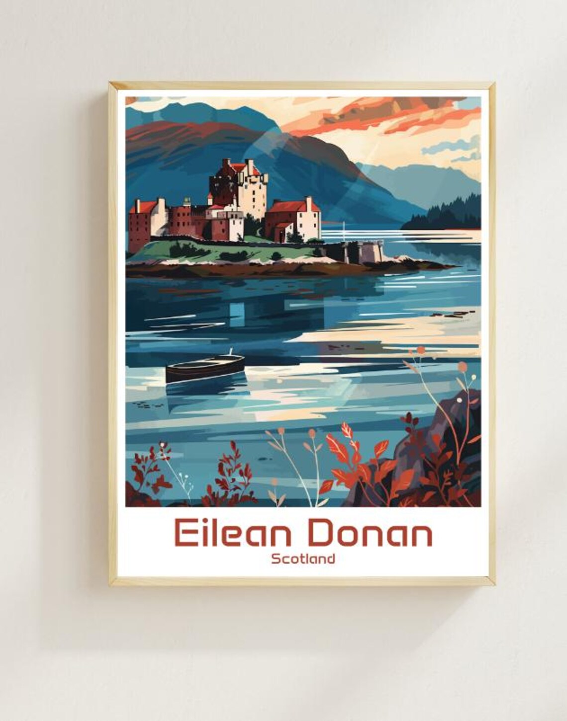 Eilean Donan Castle Scotland Island Vintage Illustration Travel Poster