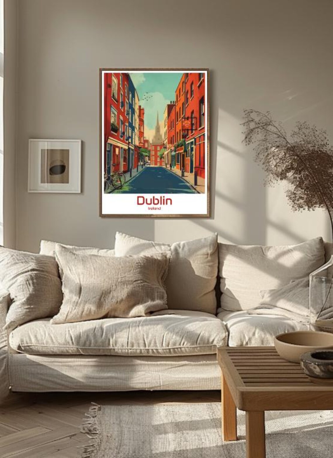 Dublin Ireland Red Brick Street Bicycle Church Spire Cityscape Poster - Image 3