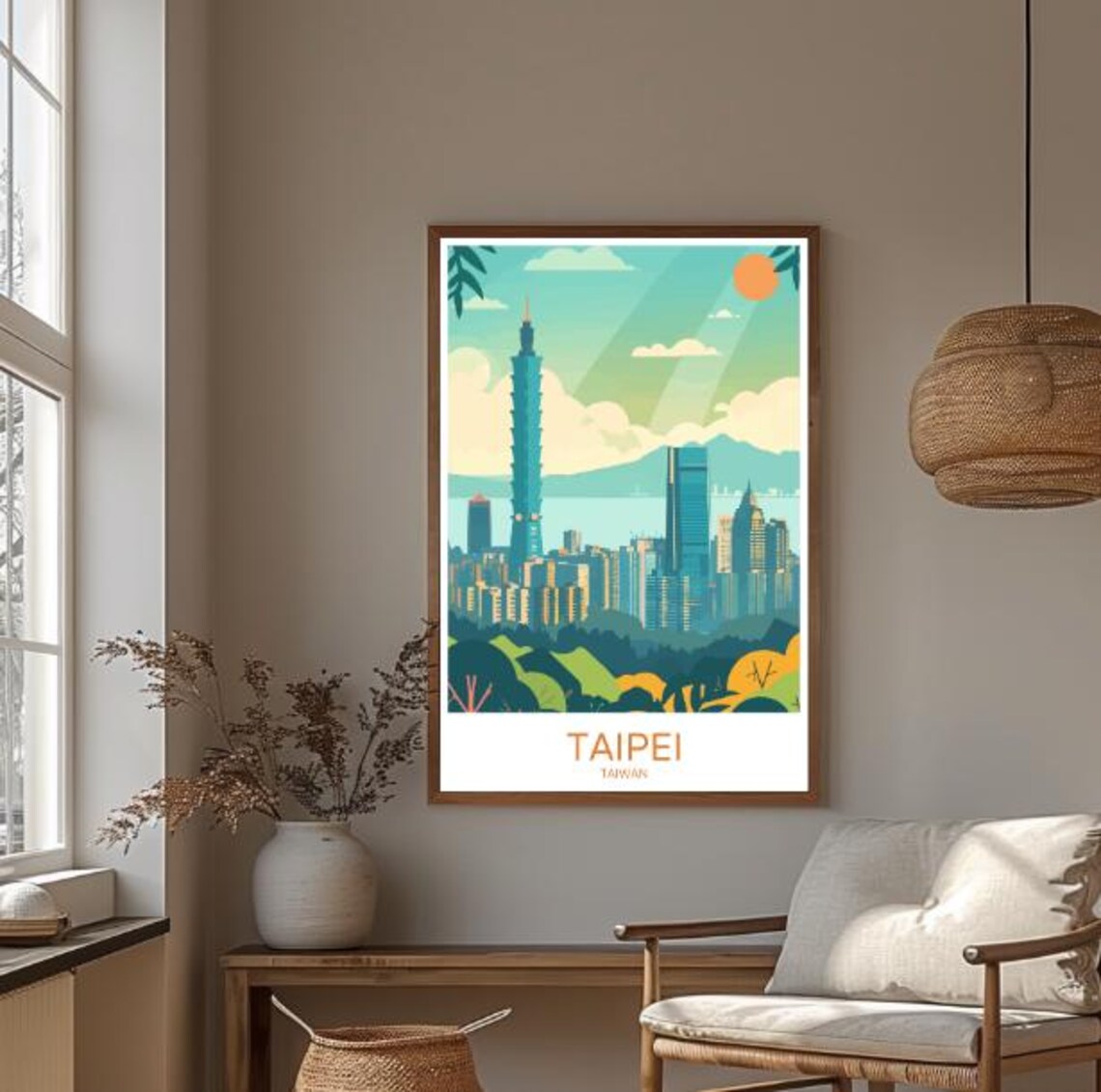 Taipei Taiwan Travel Poster Taipei 101 Tower City Skyline View Art - Image 3