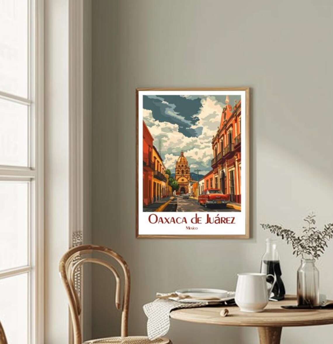 Oaxaca De Juarez Mexico Vintage Car Colonial Street Art Poster - Image 2
