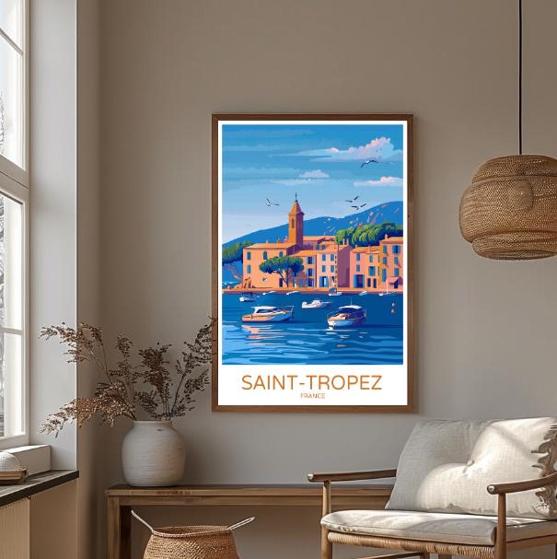 Saint-Tropez France Harbor Boats and Waterfront Travel Poster - Image 3
