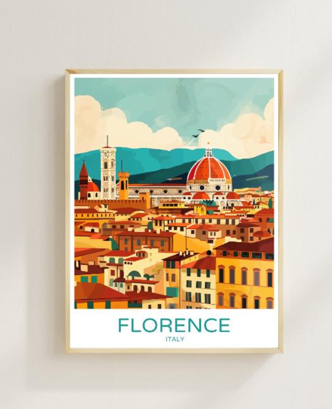 Florence Italy Duomo Cathedral Skyline Vintage Travel Poster