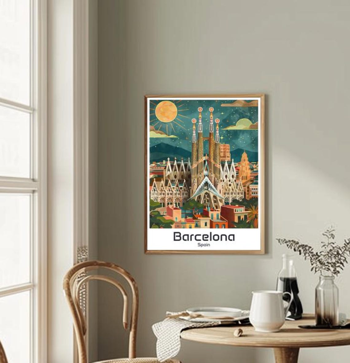 Barcelona Sagrada Familia Starry Night Gaudi Architecture Poster - Image 2