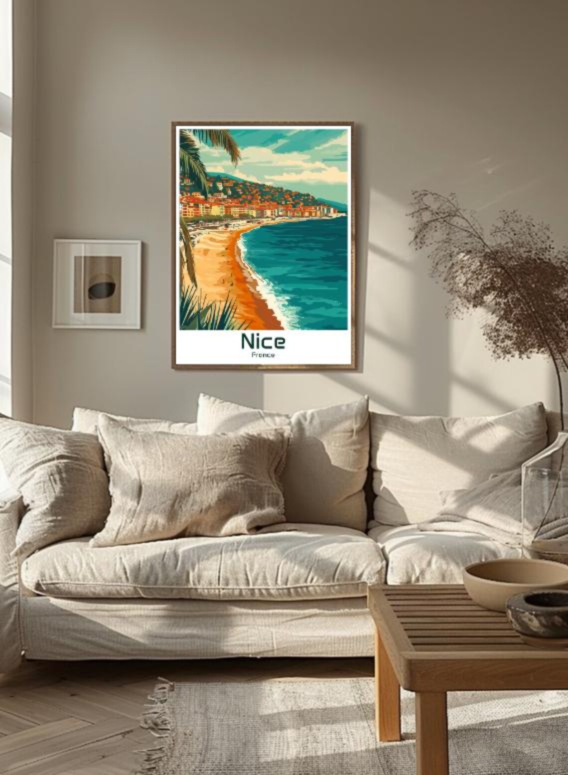 Nice France Riviera Beach Curved Coast Vintage Travel Poster - Image 3