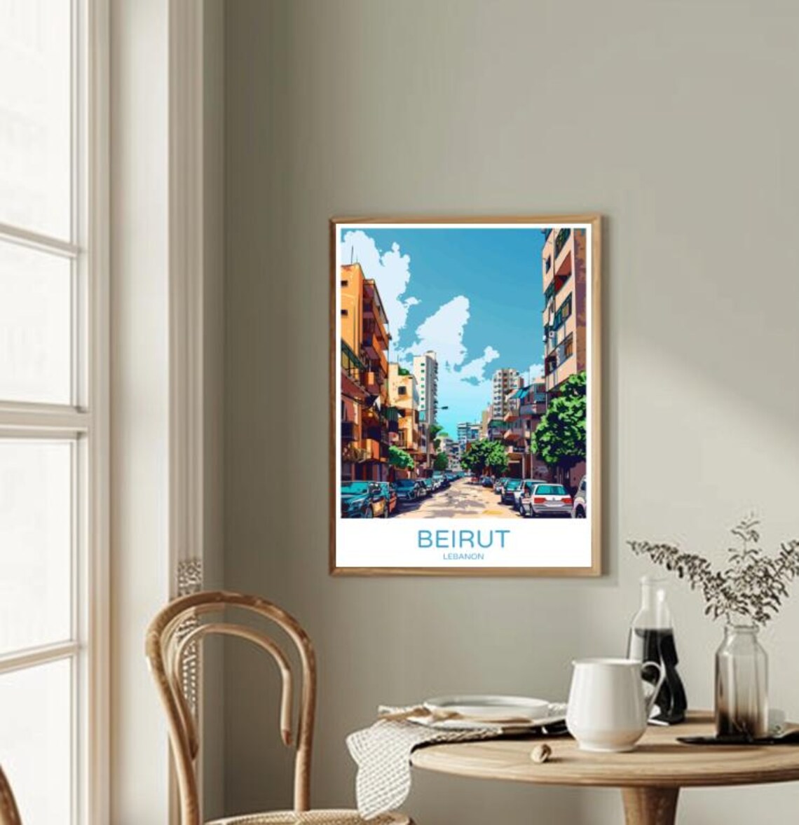 Beirut Lebanon City Street Vintage Travel Illustration Poster - Image 2