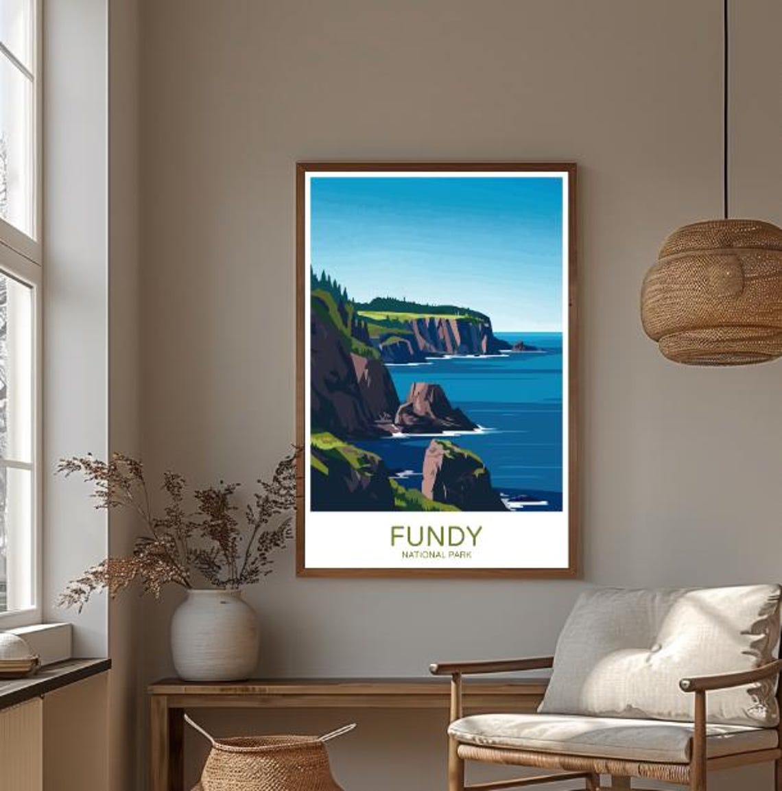 Fundy National Park Rugged Cliffs Above Deep Blue Water Travel Poster - Image 3