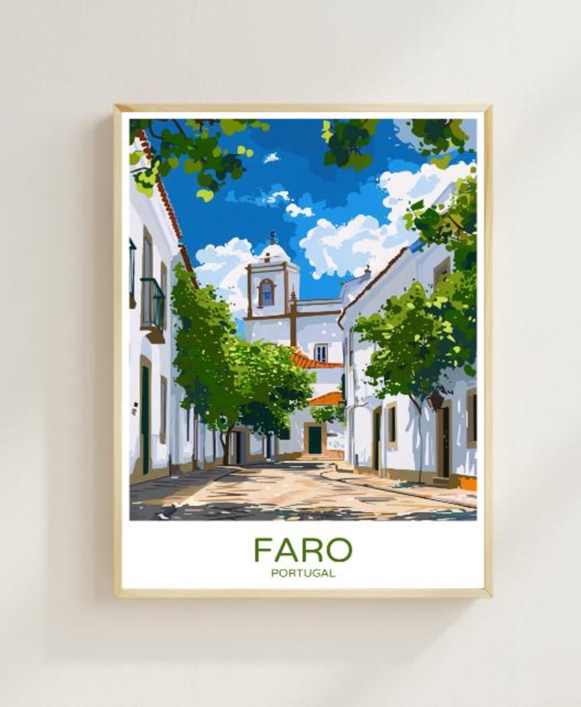 Faro Portugal Travel Poster Charming Coastal Cityscape Wall Art Of Algarve Portugal Art Print Beach Decor Mediterranean Gift