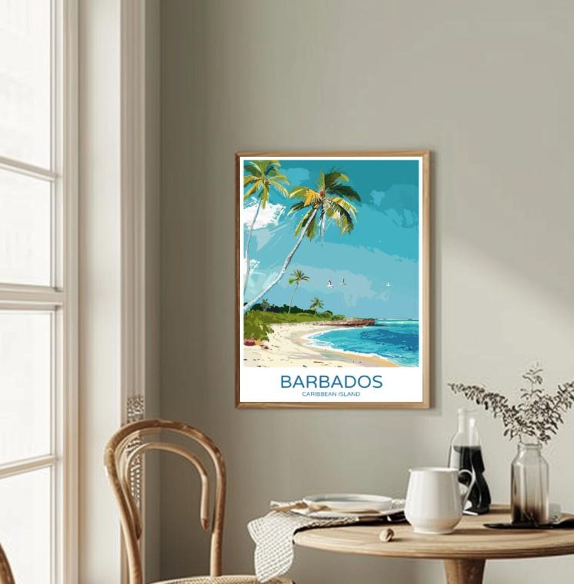 Barbados Caribbean Island Palm Beach Sunset Vintage Travel Poster - Image 2