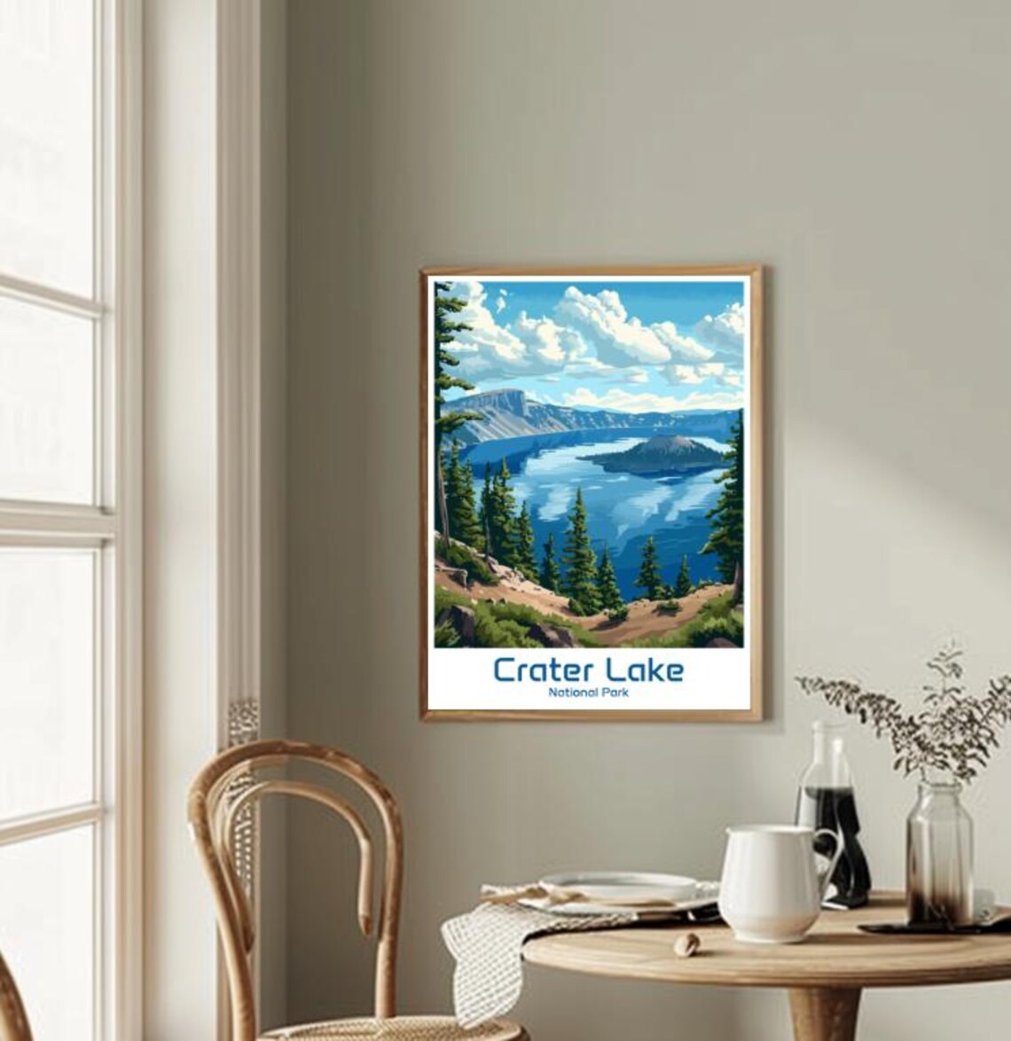 Crater Lake National Park Blue Water Island View Travel Poster - Image 2