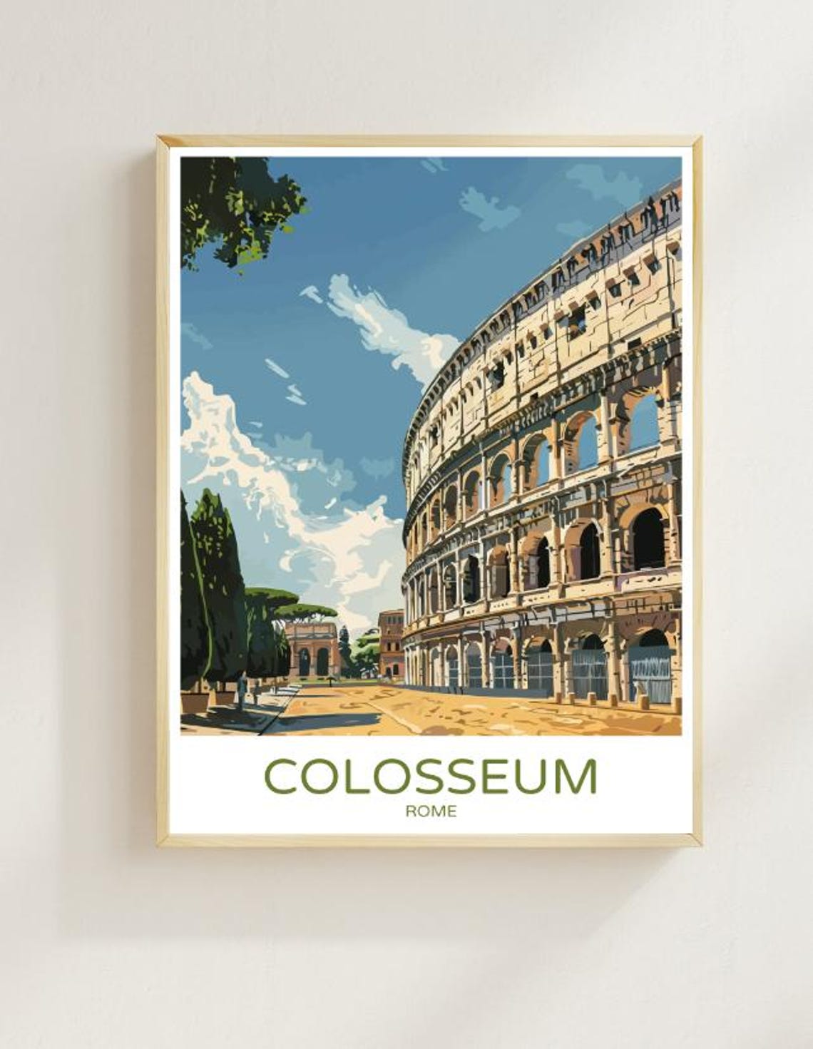 Rome Colosseum Historic Landmark Ancient Architecture Travel Poster