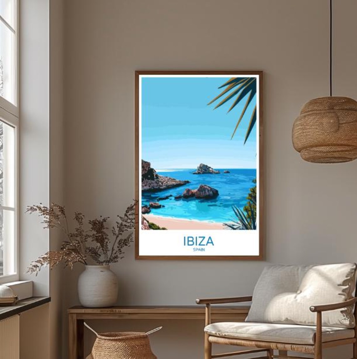 Ibiza Spain Rocky Cove Beach Turquoise Sea Balearic Travel Poster - Image 3