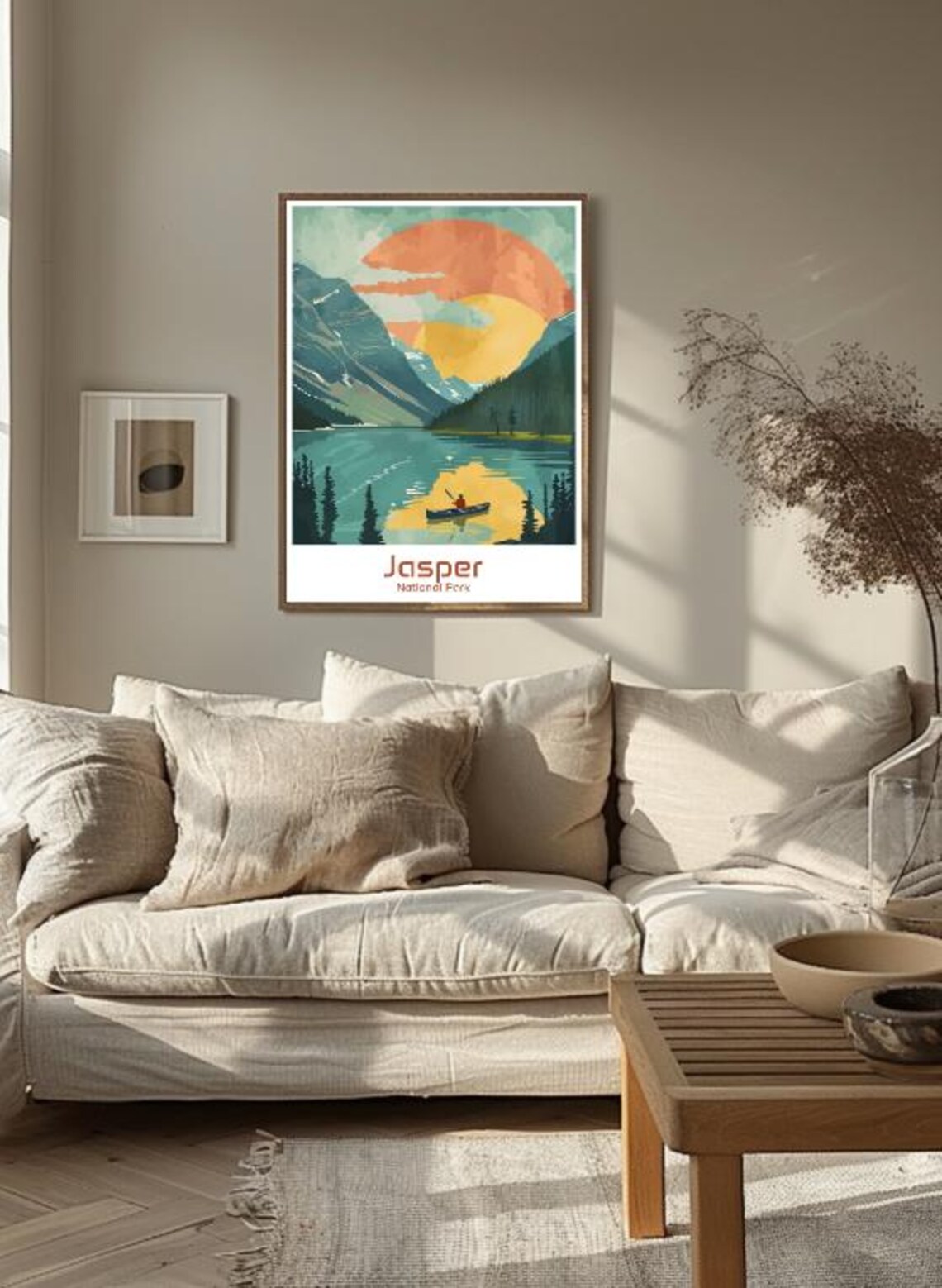 Jasper National Park Canoe Lake Sunset Rocky Mountains Art Poster - Image 3