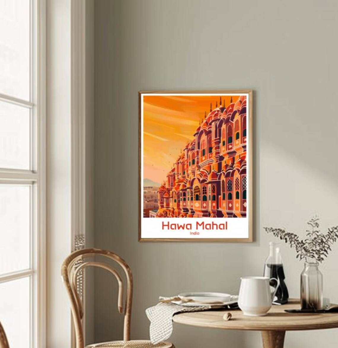 Hawa Mahal Jaipur Palace of Winds Red Facade Vintage India Poster - Image 2